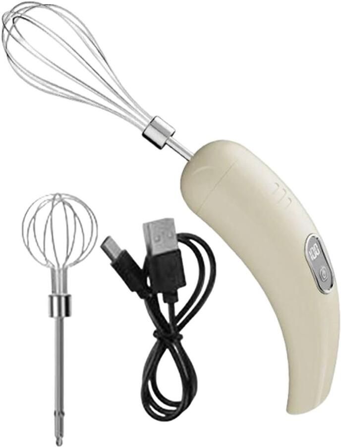 SNQ Elektrische handmixer Melkopschuimer en garde Ergonomisch ontwerp 18 cm Perfect voor cakes eieren en cappuccino's Beige