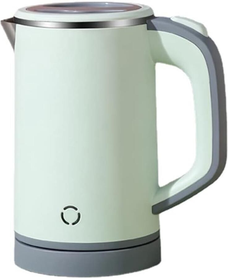 SNQ Elektrische waterkoker – Reiswaterkoker – Geschikt voor 1–2 personen – 800 ml – Dubbelwandig – Draagbaar – 304 roestvrij staal – 600 W – Automatische uitschakeling – Snelkokend – Ideaal voor het zetten van thee koffie en melk – 19 × 10 cm – Groen