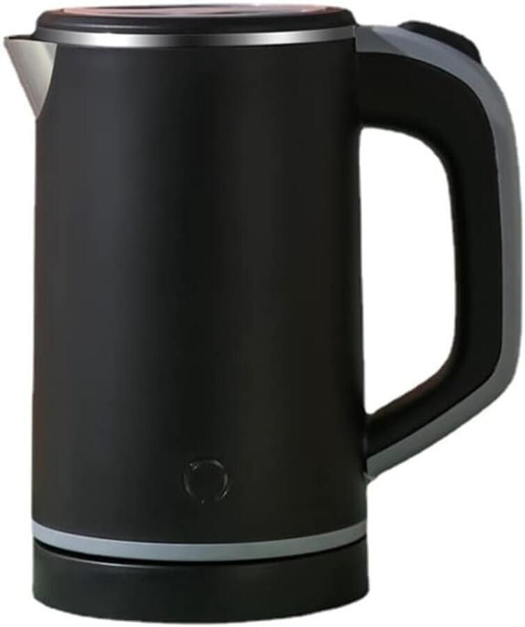 SNQ Waterkoker – 0 8 L – Dubbelwandig – Draagbaar – Reiswaterkoker – Ideaal voor 1–2 personen – 304 roestvrij staal – 600 W – Automatische uitschakeling – Snelkokend – Perfect voor thee koffie en melk – 19 × 10 cm – Zwart