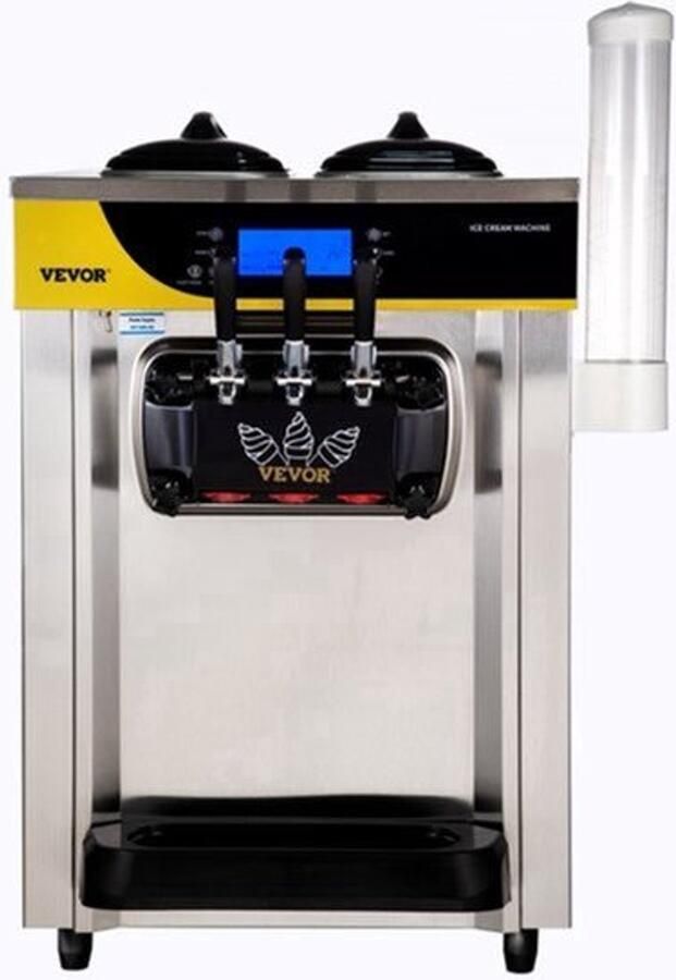 Softijsmachine Commercieel 22-30 L U 2200 W Vermogen 3 Smaken Tafelmodel Catering IJsmachine