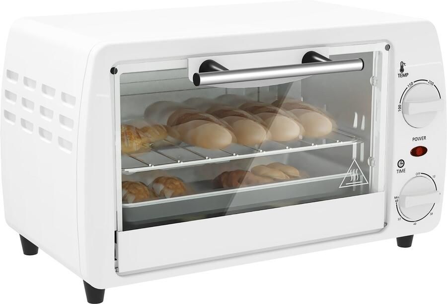 Sogiol Mini Oven Elektrisch Vrijstaand 10L 750W kleine elektrische oven temperatuur tot 230℃ en timer 36 5x26x22 cm wit