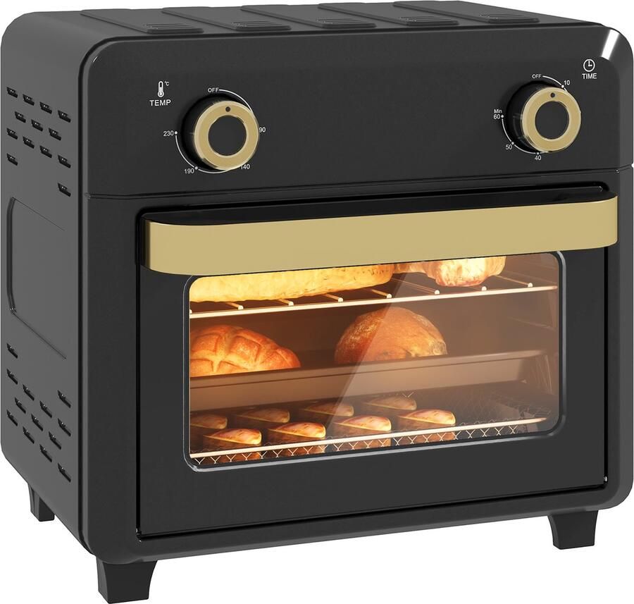 Sogiol Mini Oven met Hetelucht Airfryer Timer & Binnenverlichting 10L zwart