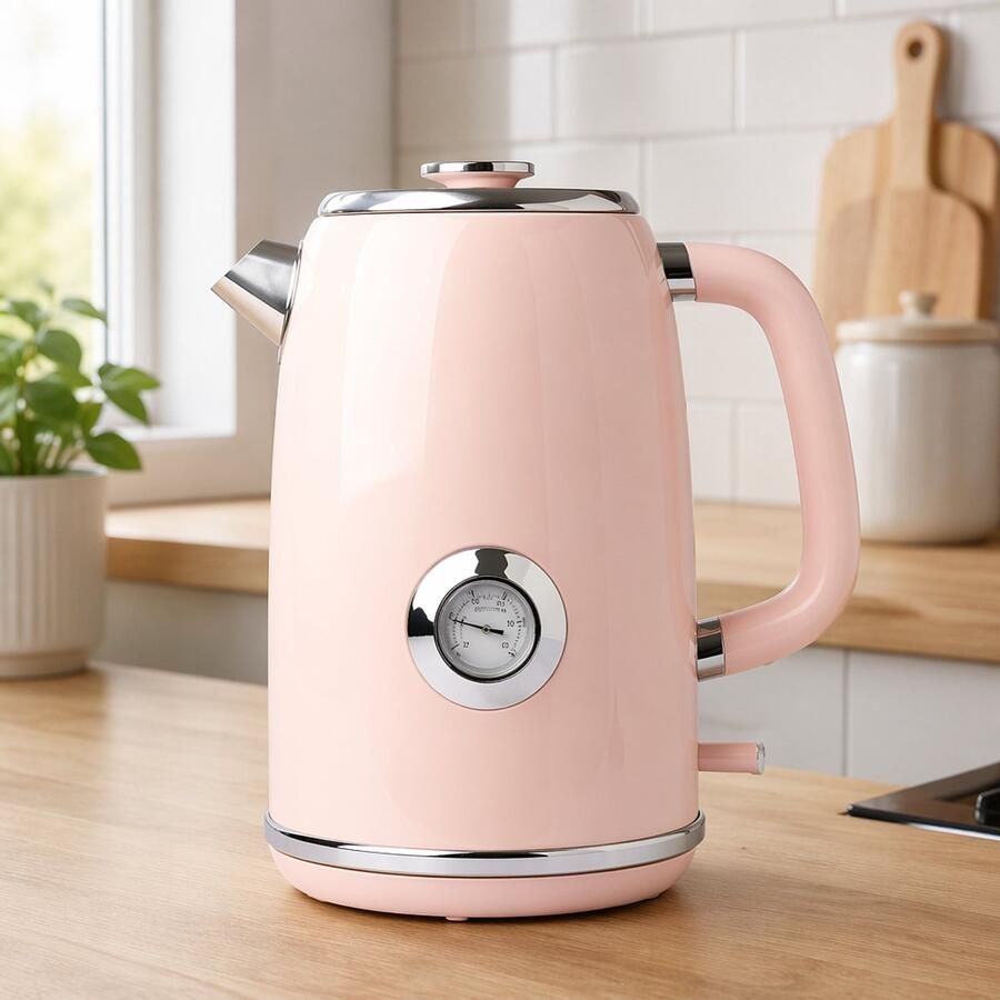 Sogiol Waterkoker Warmhoudfunctie RVS 1.7 L 2200W -Automatische uitschakeling ingebouwde thermometer en temperatuurregelaar roze