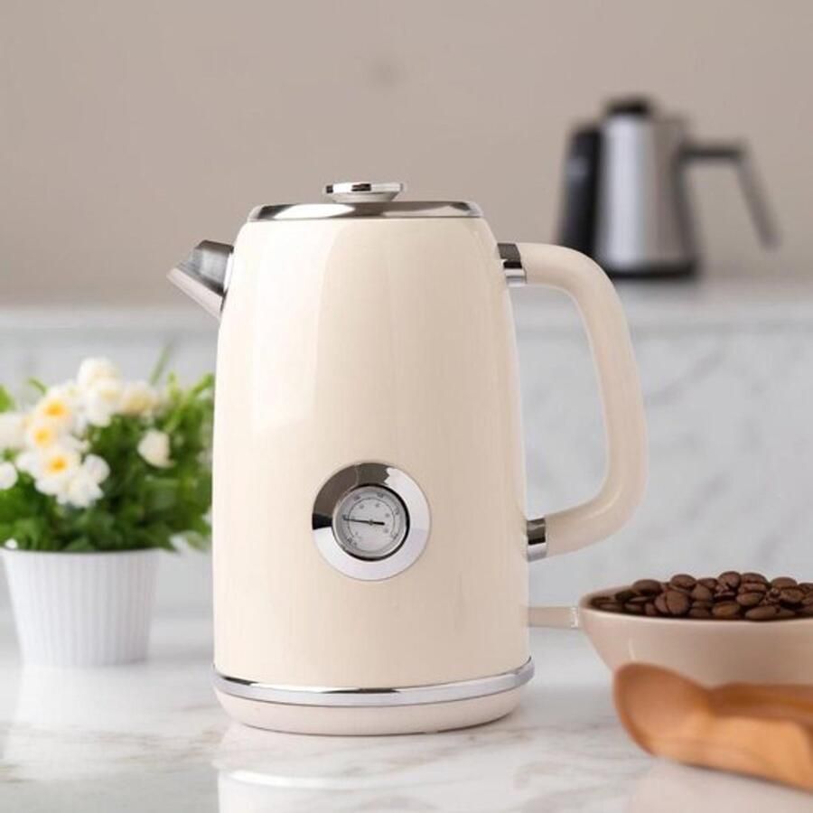 Sogiol Waterkoker Warmhoudfunctie RVS 1.7 L 2200W -Automatische uitschakeling ingebouwde thermometer en temperatuurregelaar wit