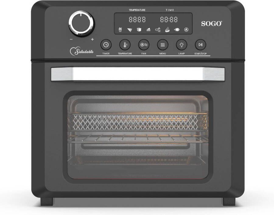 Sogo Airfryer en Oven met Accessoires 18 liter 8 kookprogramma's Timer 1500W Zwart