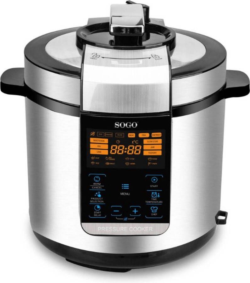 Sogo Multicooker 17 Kookfuncties 6 Liter Snelkookpan Slow Cooker Rijstkoker Stomer Voedselverwarmer Sauteren Yoghurtmaker Bakken