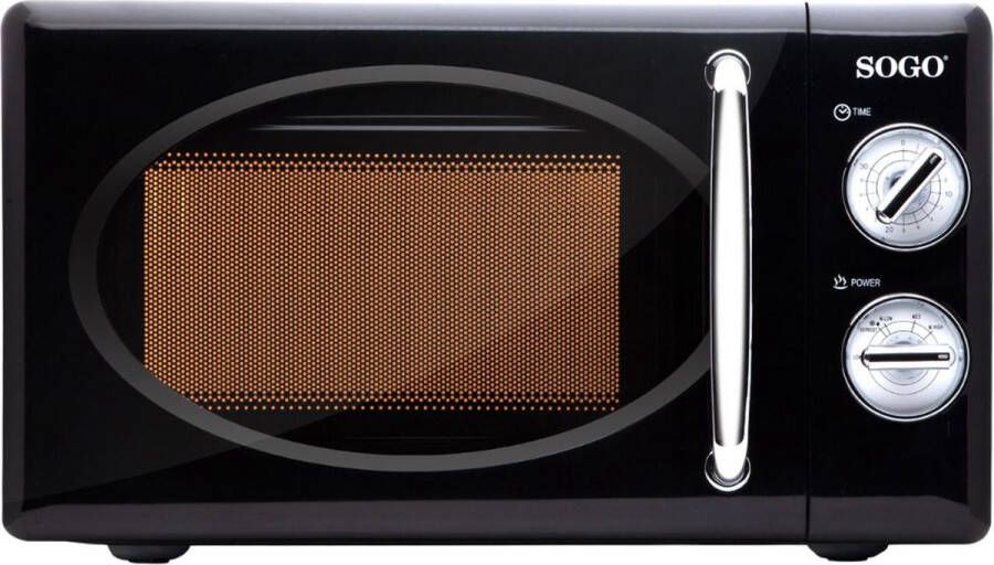 Sogo Retro Magnetron Vrijstaand 20 liter Met Timer en Ontdooifunctie 5 Vermogensstanden 700 watt Zwart