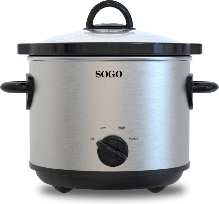 Sogo Slowcooker Geschikt voor 4 Personen 3 Liter 3 Kookfuncties 170W RVS