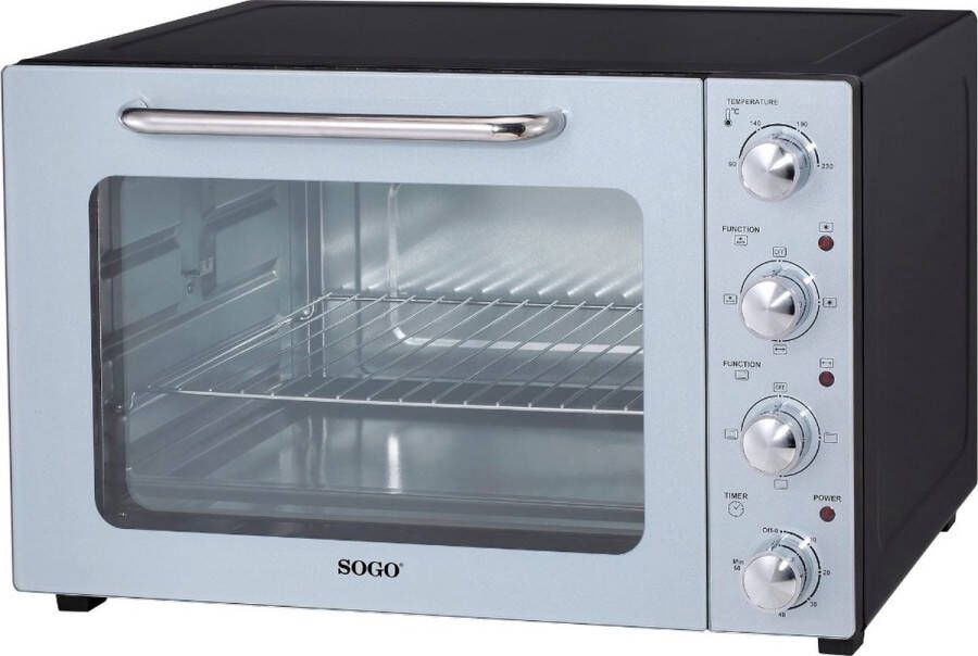 Sogo Vrijstaande Oven 48 Liter 1500 Watt 6 Kookfuncties met Bakplaat en Grill tot 230°C Timer Grijs Zwart