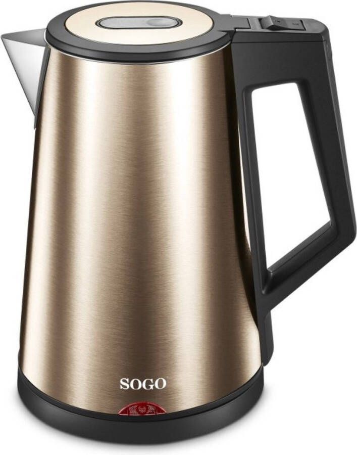 Sogo Waterkoker 1 7 liter Dubbelwandig RVS Warmhoudfunctie Droogkookbeveiliging 1830W Brons