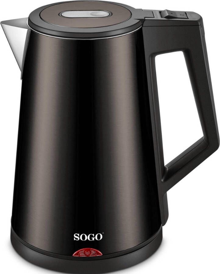 Sogo Waterkoker 1 7 liter Dubbelwandig RVS Warmhoudfunctie Droogkookbeveiliging 1830W Zwart