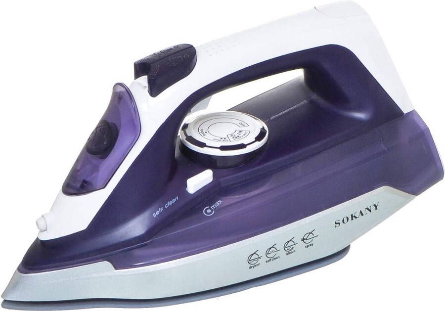 Sokany 2055B Stoomstrijkijzer 2400W – Keramische Zoolplaat – Anti-kalk – Variabele Stoom – Met Oplaadbasis – Snel Opwarmen