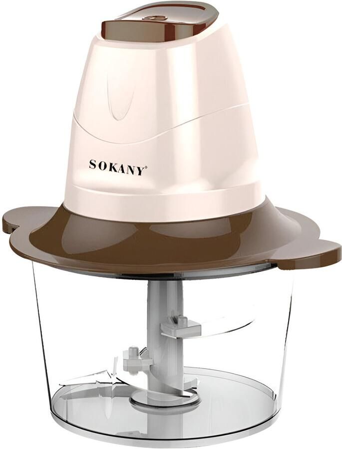 Sokany Elektrische Hakmolen 300W 2L met RVS Dubbele Snelheid Mes Bruin Beige