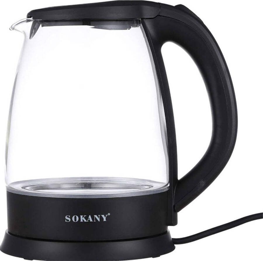 ISwiss -SK1029- Waterkoker Zwart Glazen Waterkoker met LED-verlichting 360° basis & tot 2.0 Liter capaciteit automatische kookstop & droogkookbeveiliging Camping Waterkoker - Foto 2