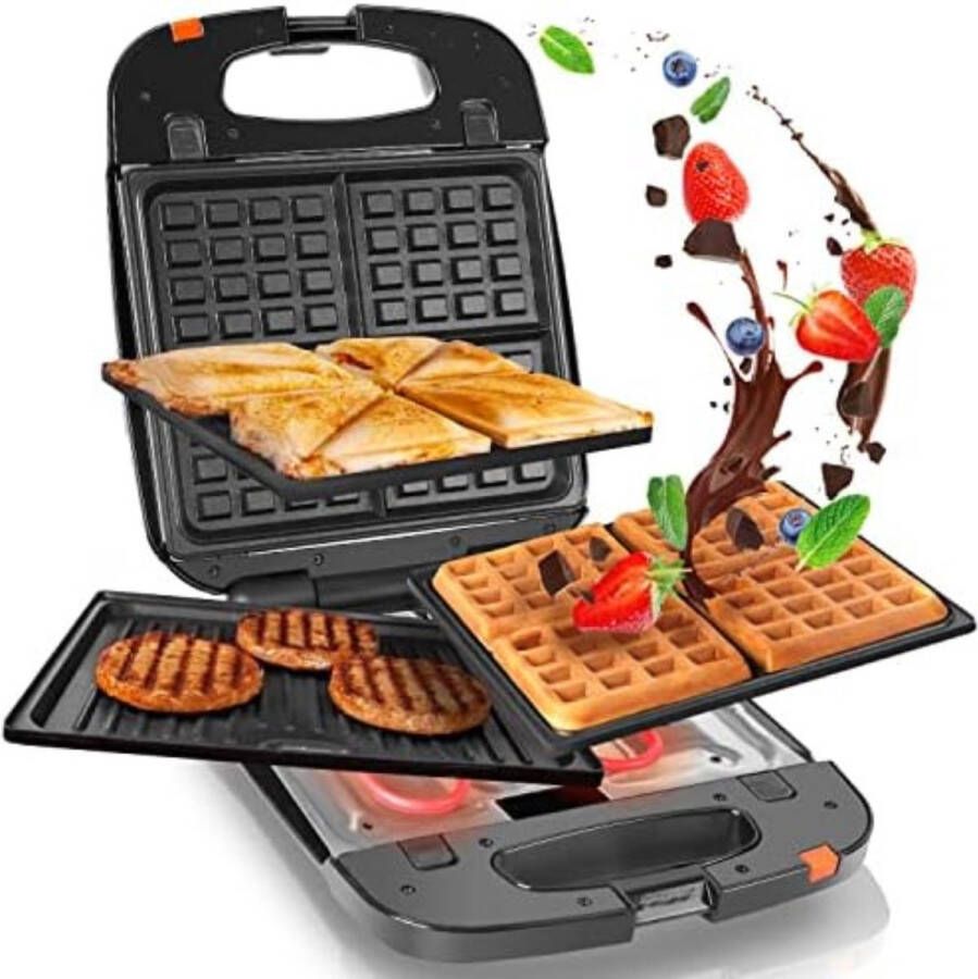 Solacis Wafelijzer met verwisselbare platen 3 in 1 apparaat Wafels grill & tosti 3 verschilende platen Anti aanbakplaat Must have voor in de keuken!