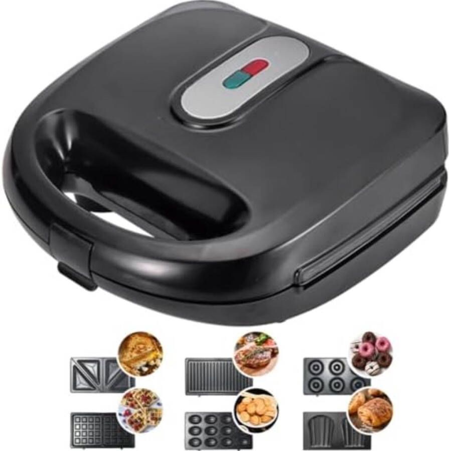 Solacis Wafelijzer met verwisselbare platen 6 in 1 apparaat Wafels donut & tosti's 6 verschilende platen Anti aanbakplaat Must have voor in de keuken!