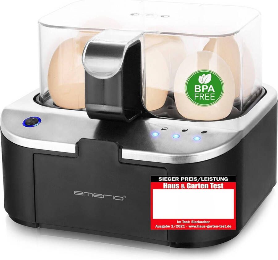 Solene Eierkoker Elektrisch Voor 6 Eieren – 400 W RVS Hard Zacht En Medium Gekookt Timer Inclusief Maatbeker En Eierprikker Gemakkelijk Schoon Te Maken