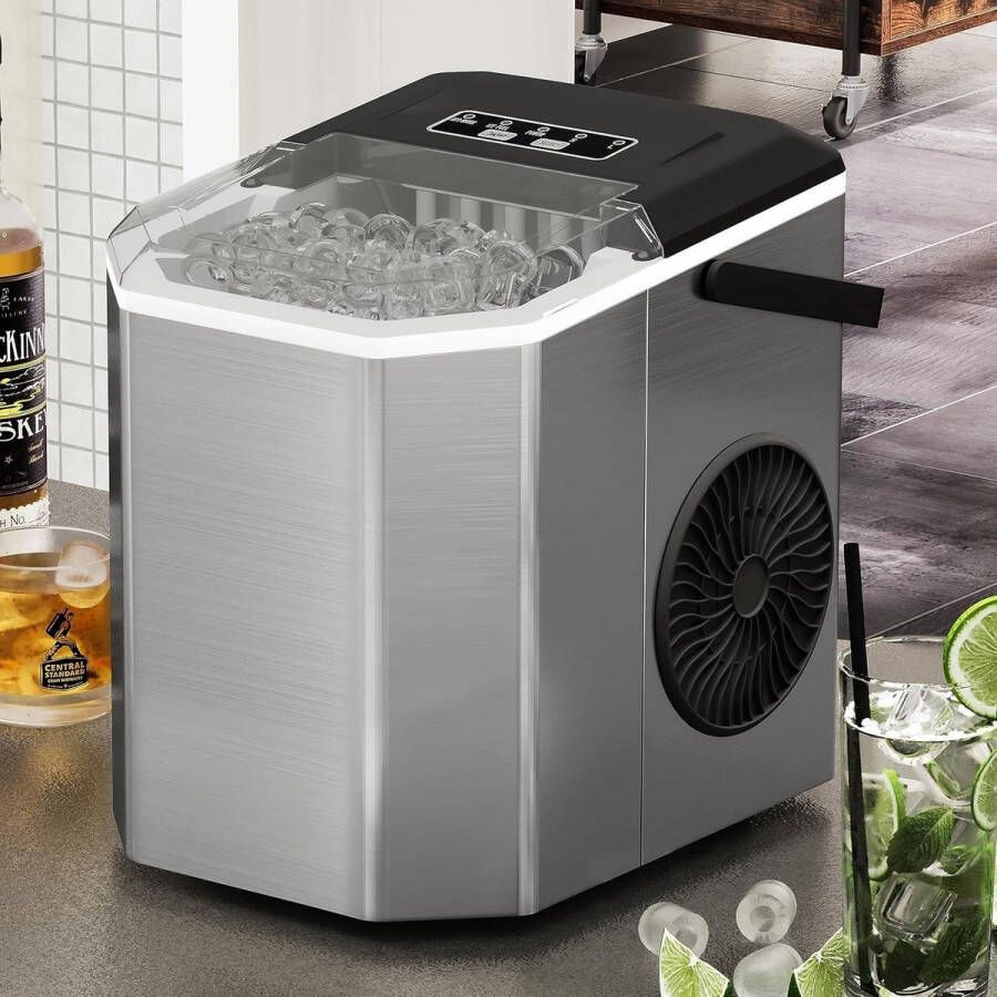 Solene IJsblokjesmachine IJsblokjesmaker Ice Cube Maker – Zelfreinigende Functie Met IJsschep Watertank Draagbaar Voor Thuis Feest Kantoor
