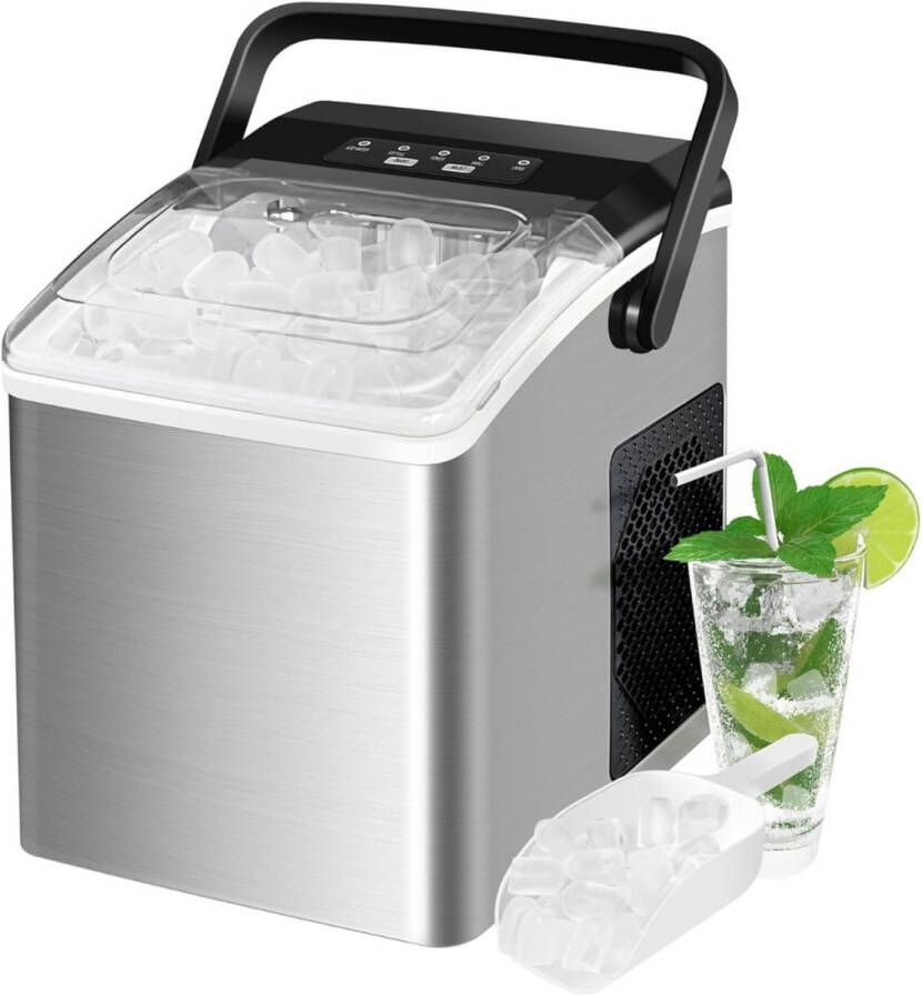 Solene IJsblokjesmachine IJsblokjesmaker Ice Cube Maker – Zelfreinigende Functie Met IJsschep Watertank Draagbaar Voor Thuis Feest Kantoor