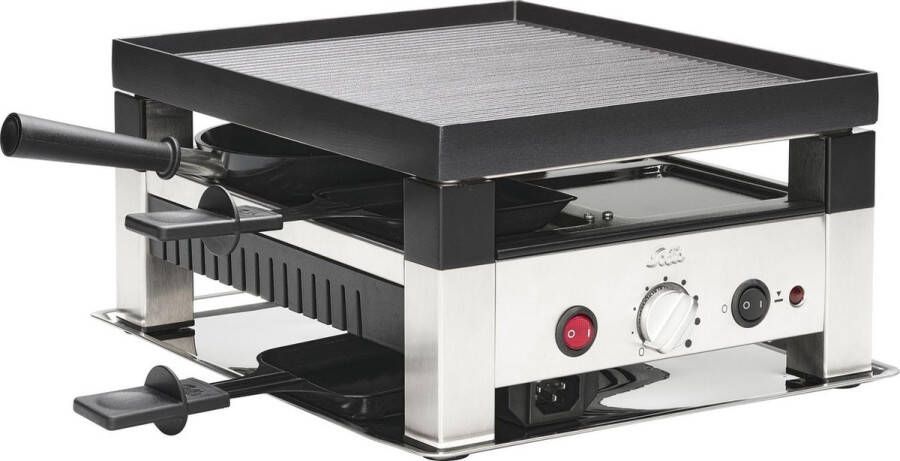 Solis 5 in 1 Tafelgrill 791 Gourmetstel 4 Personen Grill Wok Pizzamaker Raclette en Pannenkoeken Raclette Gourmet Set Bakplaat Gourmetten Zilver Zwart - Foto 4