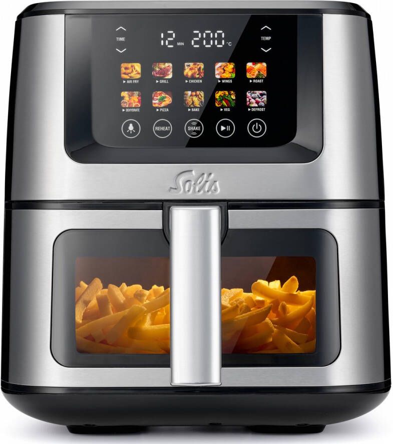 Solis Airfryer Air Fry & Dry XL Multifunctionele Heteluchtfriteuse 40 tot 230 Graden 7.5L 10 Verschillende Programma's RVS