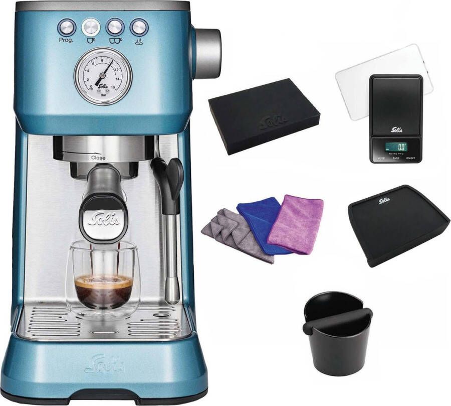 Solis Barista Perfetta Plus 1170 Espresso Promopack Pistonmachine + Accessoires Blauw