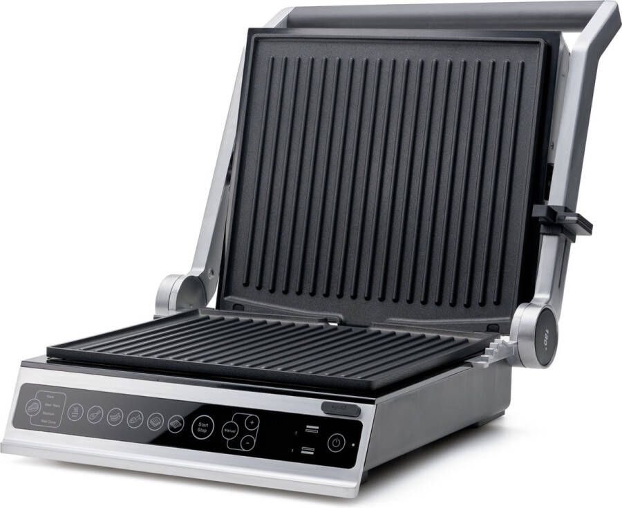 Solis Contactgrill Pro Grill Apparaat met Verwisselbare Platen 5 Grillprogramma's Tosti Apparaat Panini Grill RVS