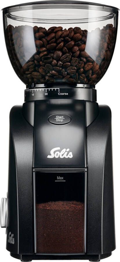 Solis Scala Zero Static 1662 Koffiemolen Elektrisch Koffiemaler met 24 Maalinstellingen Coffee Grinder Antistatisch Zwart