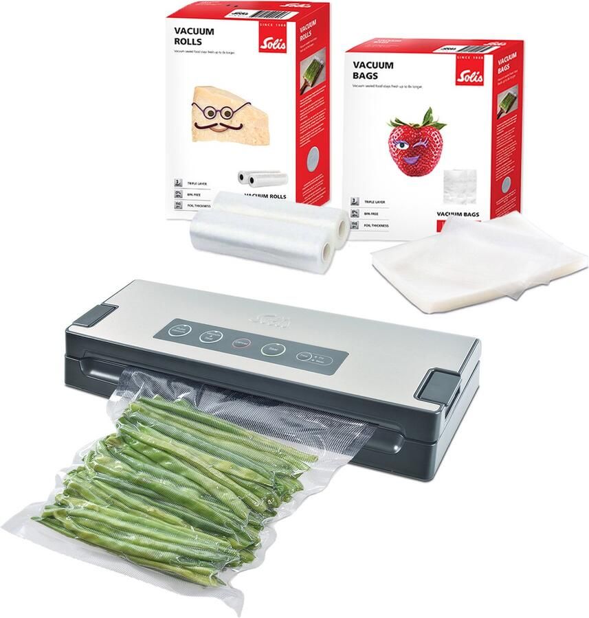 Solis Vac Premium 574 Vacumeermachine + 2 vacuümrollen + 50 vacuümzakken Grijs