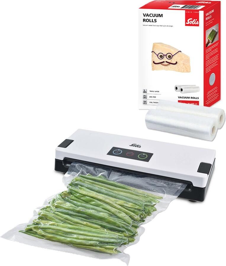 Solis Vac Quick 576 Vacumeermachine + 2 Vacuümrollen 20 x 600 cm Wit