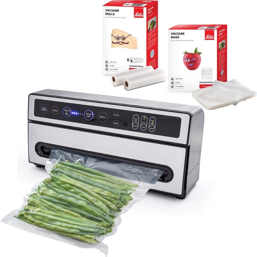 Solis VertiVac 5704 Vacumeermachine Vacuümmachine + 2 Vacuümrollen + 50 Vacuümzakken Zilver