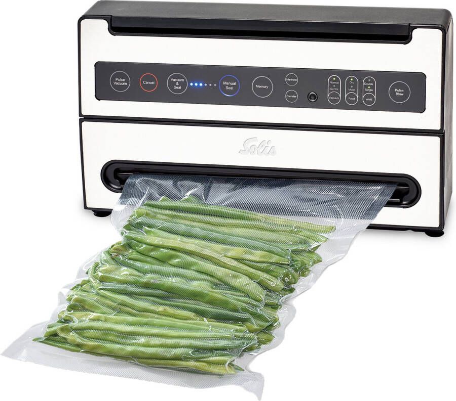 Solis VertiVac Plus 5703 - Macchina Sottovuoto Per Alimenti Con Funzione Marinatura E Taglierina Integrata, Argento