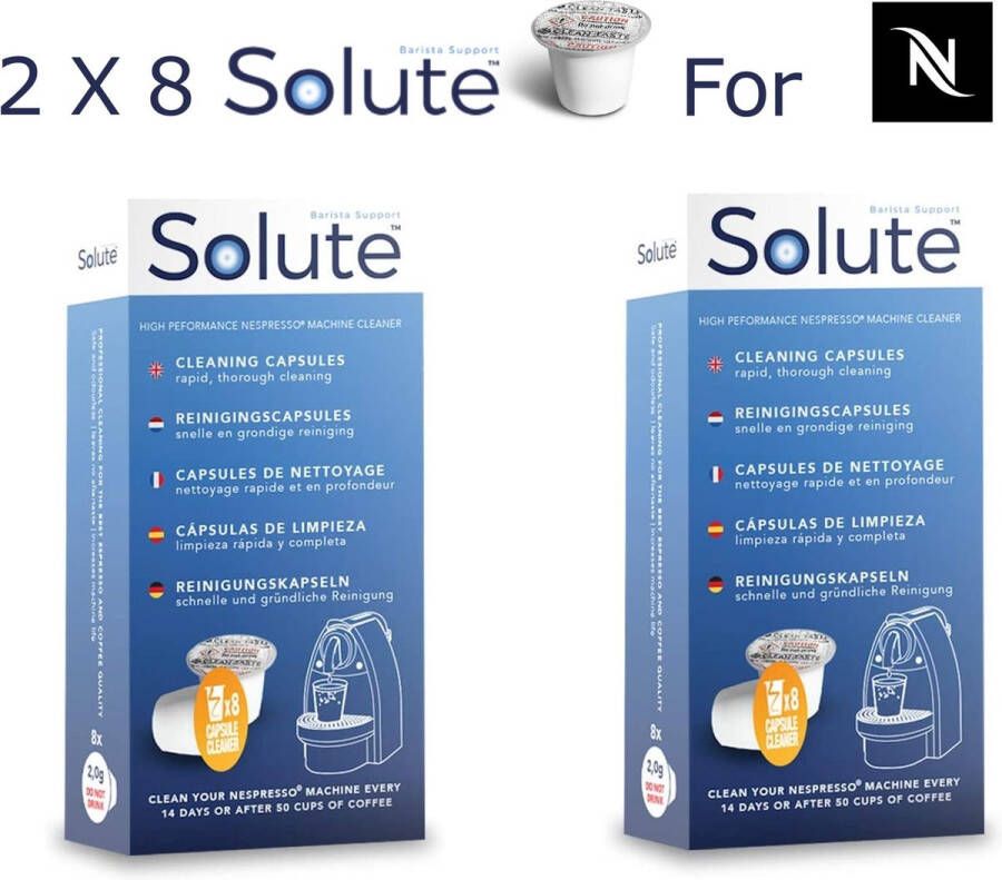 Solute Nespresso Machine reiniger reinigings capsules Verbetert smaak Nespresso onkalken 16 capsules
