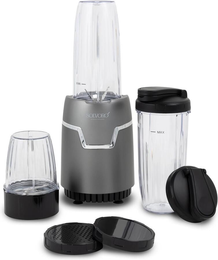 Solvoro blender Zilver 800watt smoothie maker ijscrusher- rvs