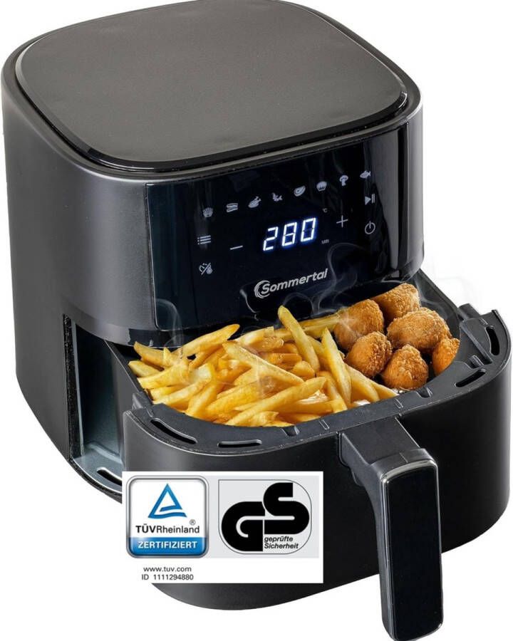 Sommertal heteluchtfriteuse HF400 – 4 0 l XXL Airfryer – touchscreen 8 programma's 1500 watt – energiezuinig en gezond – grote friteuse – Air Fryer