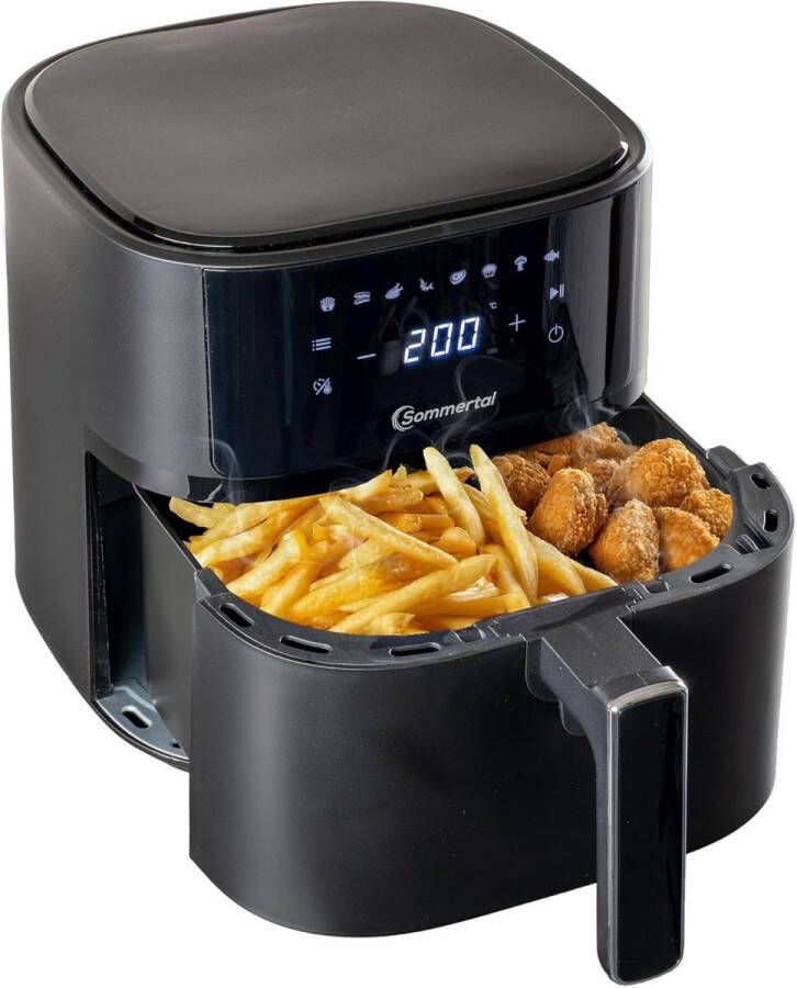 Sommertal Heteluchtfriteuse HF570 – 5 7 liter XXL-heteluchtfriteuse – Touchscreen 8 programma's 1700 watt – Energiezuinig en gezond – Grote friteuse – Heteluchtfriteuse