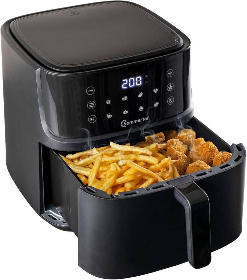 Sommertal heteluchtfriteuse HF760-7 6L XXL Airfryer touchscreen 8 programma's 2000 watt energiezuinig en gezond grote friteuse Air Fryer