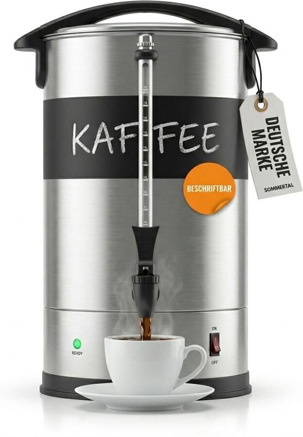 Sommertal Gastro-koffiezetapparaat 15 l 100 kopjes Groot filterkoffiezetapparaat met warmhoudfunctie en waterpeilindicator Koffiekan met labelruimte voor op kantoor catering en evenementen Koffiezetapparaat