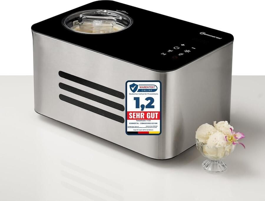 Sommertal Ijsmachine ICE1500 3-in-1 Ijsmachine 150 W Melkijs & Sorbet Roestvaststalen Ijsmachine 1 5L 150W Compressor