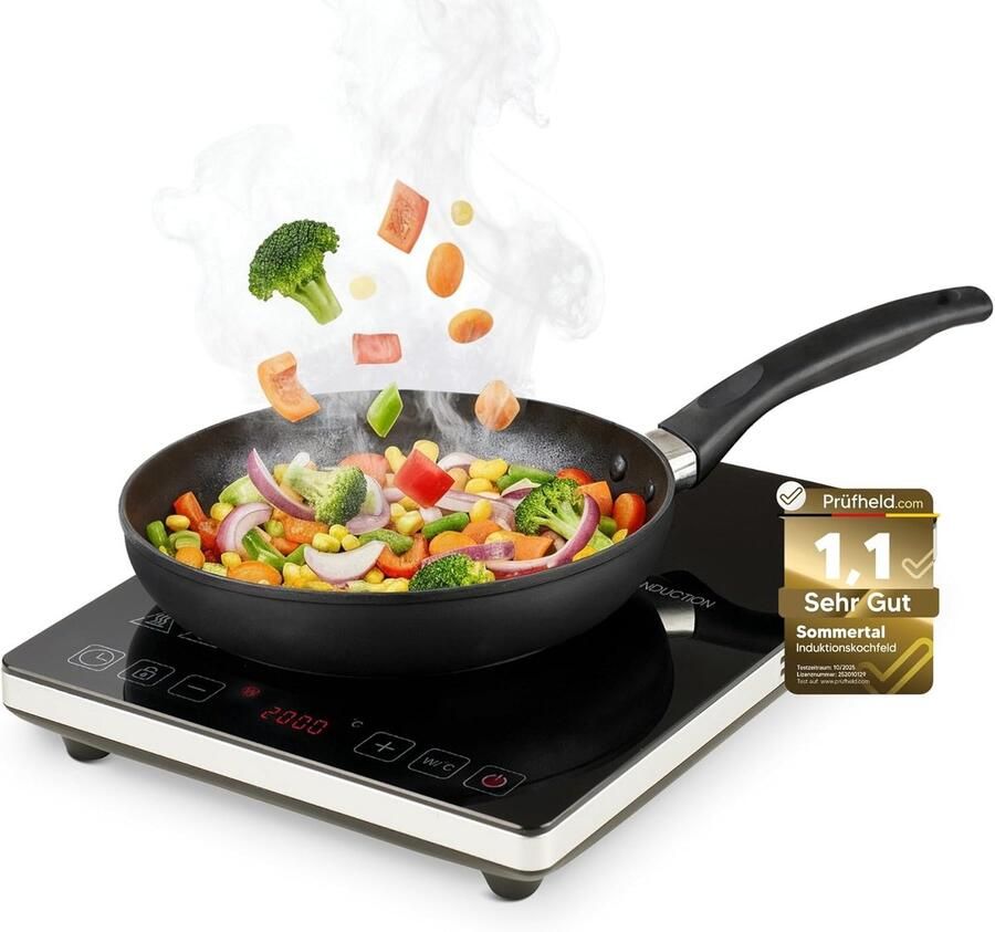 Sommertal inductiekookplaat 1 plaat 2 plaat 2000W 3500W draagbaar superslank ontwerp tot 240 °C met 4 uur timer tiptoetsbediening kinderslot professionele inductiekookplaat