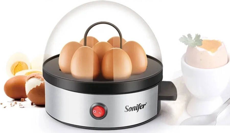 Sonifer Elektrische eierkoker Tot 7 eieren Magnetron Makkelijke bediening met automatische stopfunctie en alarm Inclusief maatbeker en eierprikker - Foto 2