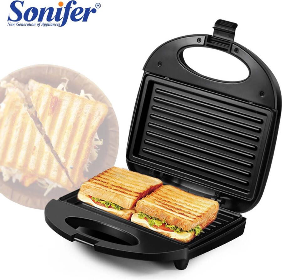 Sonifer My North Star-Panini-grill Tosti apparaat Contactgrill Grill apparaat Zwart