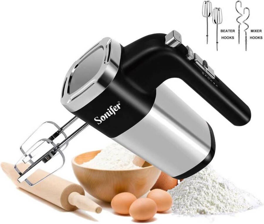 Sonifer SF-7017 Handmixer – 500W – Krachtige en Energiezuinige Mixer met RVS Accessoires