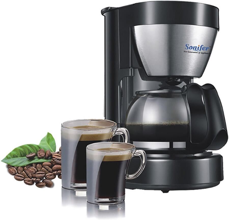 Sonifer SF-3513 Filter Koffiezetapparaat 6 Kopjes 0 65 Liter 600W Herbruikbaar Filter Zwart Zilver