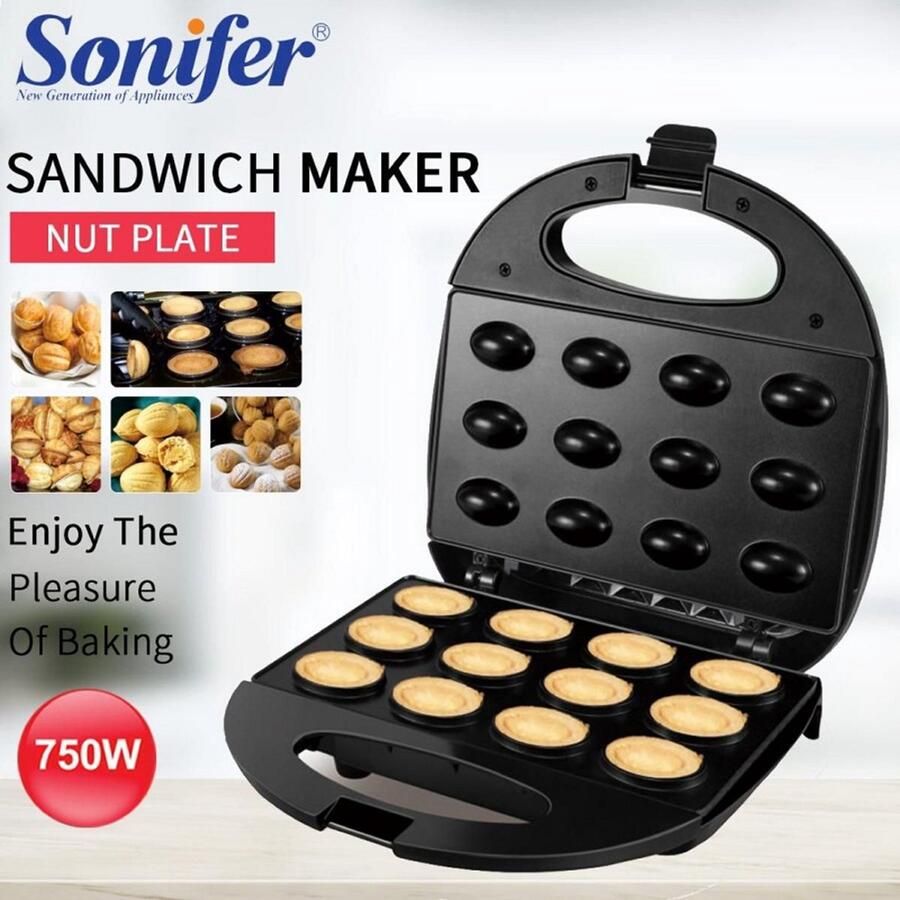 Sonifer SF-6064 Nut Maker – 750W – Notenvorm Bakplaat – Anti-aanbaklaag – Zwart