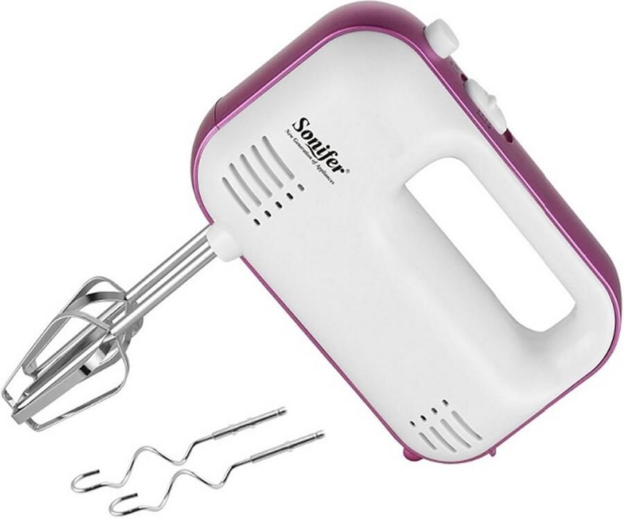 Sonifer SF-7003 Handmixer – 150W – 5 snelheden – Wit Roze – Inclusief Deeghaken