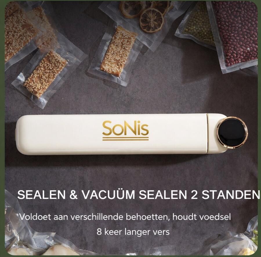 SoNis Vacumeermachine met 10 gratis vacumeerzakken Sealmachine Eenvoudig Vacuüm Sealer Vacuümmachine Voor Alle Soorten Voedsel
