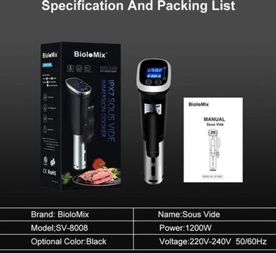 Sous Vide Sous Vide Stick Sous-vide Kokers Waterdichte met LCD Digitaal Display Instelbare Tijd en Temperatuur SV-8008