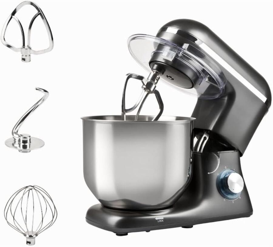 SP Deegmachine Kneedmachine Mixer met Kneedhaak Grijs 34cm x 25cm x 38cm