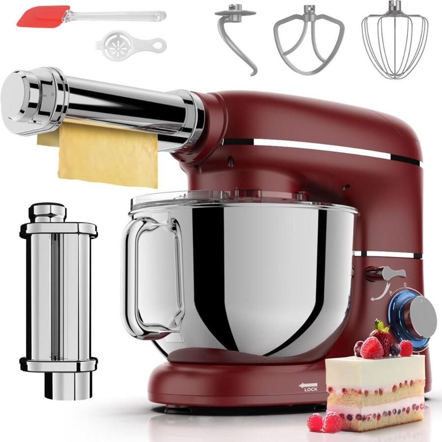 SP Deegmachine Kneedmachine Mixer met Kneedhaak Rood 38cm x 32cm x 24cm